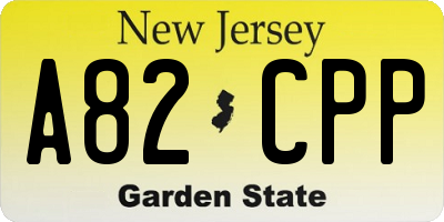 NJ license plate A82CPP