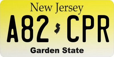 NJ license plate A82CPR
