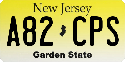 NJ license plate A82CPS