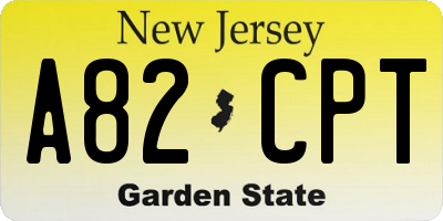 NJ license plate A82CPT