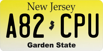 NJ license plate A82CPU