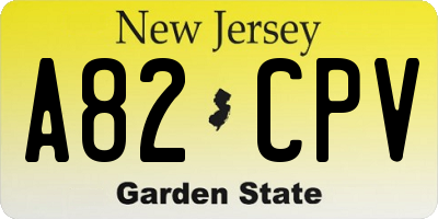 NJ license plate A82CPV