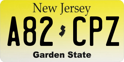 NJ license plate A82CPZ