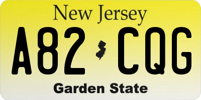 NJ license plate A82CQG