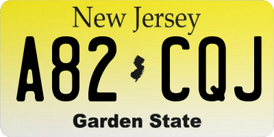 NJ license plate A82CQJ