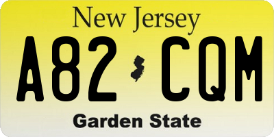 NJ license plate A82CQM