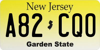 NJ license plate A82CQO