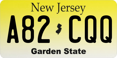 NJ license plate A82CQQ