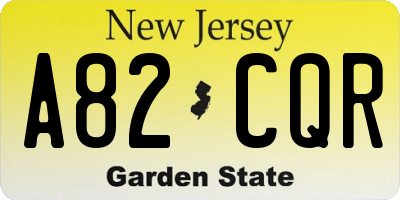 NJ license plate A82CQR
