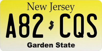 NJ license plate A82CQS
