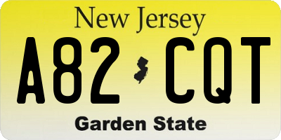 NJ license plate A82CQT