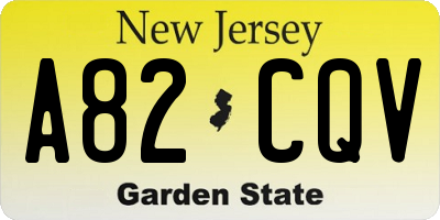 NJ license plate A82CQV