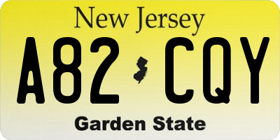 NJ license plate A82CQY