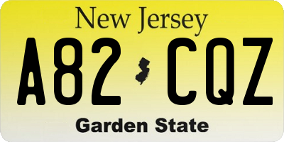 NJ license plate A82CQZ