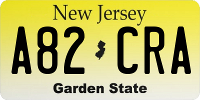 NJ license plate A82CRA