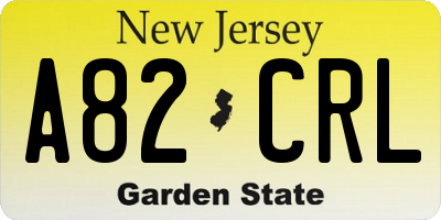 NJ license plate A82CRL