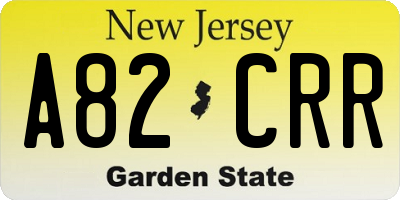 NJ license plate A82CRR