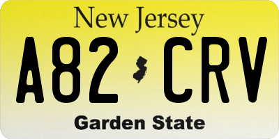 NJ license plate A82CRV