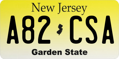 NJ license plate A82CSA