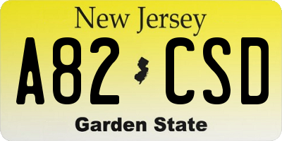 NJ license plate A82CSD