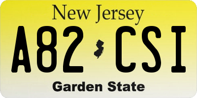 NJ license plate A82CSI