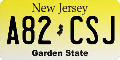 NJ license plate A82CSJ