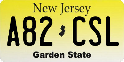 NJ license plate A82CSL