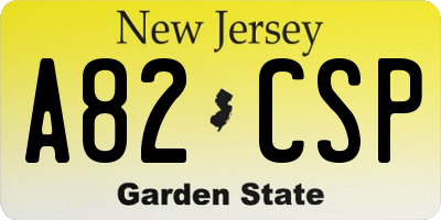 NJ license plate A82CSP