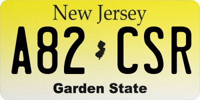 NJ license plate A82CSR