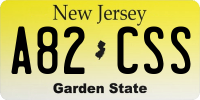 NJ license plate A82CSS