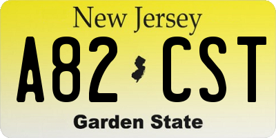 NJ license plate A82CST