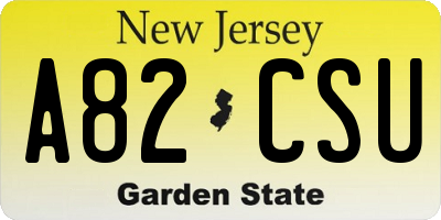 NJ license plate A82CSU