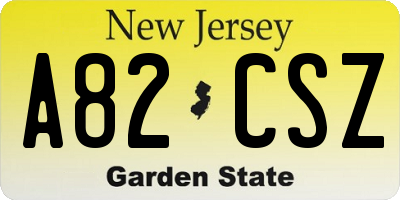 NJ license plate A82CSZ