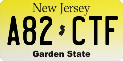 NJ license plate A82CTF