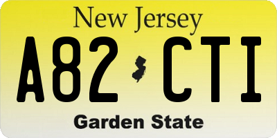 NJ license plate A82CTI