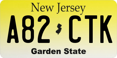 NJ license plate A82CTK