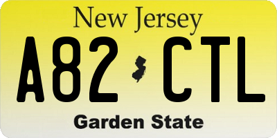 NJ license plate A82CTL