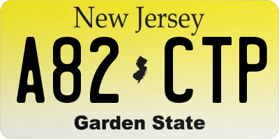 NJ license plate A82CTP