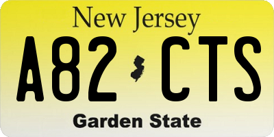 NJ license plate A82CTS