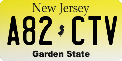 NJ license plate A82CTV