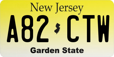 NJ license plate A82CTW