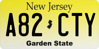NJ license plate A82CTY