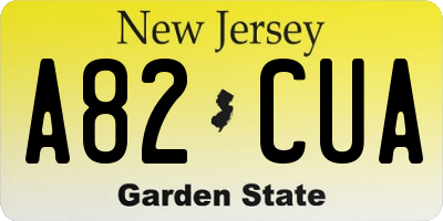 NJ license plate A82CUA