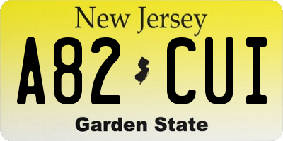 NJ license plate A82CUI