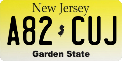NJ license plate A82CUJ