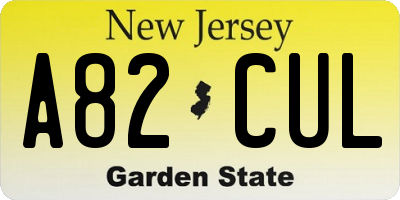 NJ license plate A82CUL