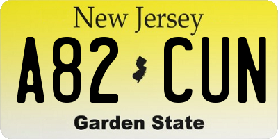 NJ license plate A82CUN