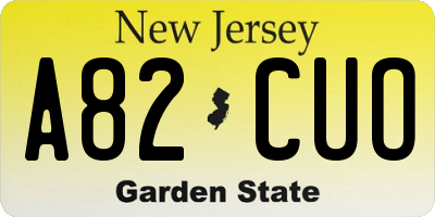 NJ license plate A82CUO
