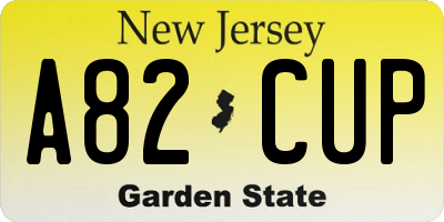 NJ license plate A82CUP