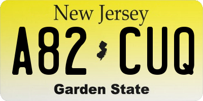 NJ license plate A82CUQ